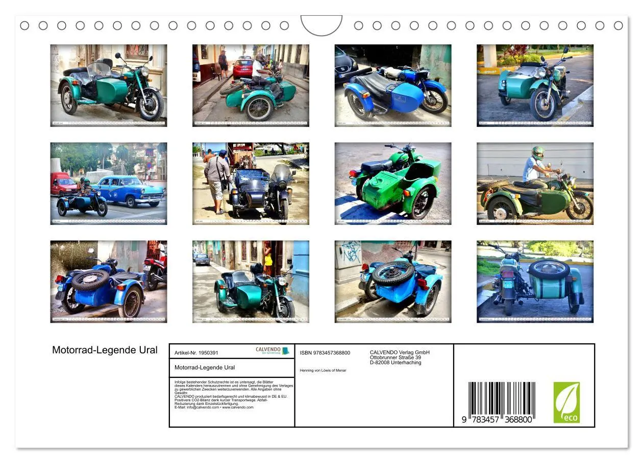 Bild: 9783457368800 | Motorrad-Legende Ural (Wandkalender 2026 DIN A4 quer), CALVENDO...
