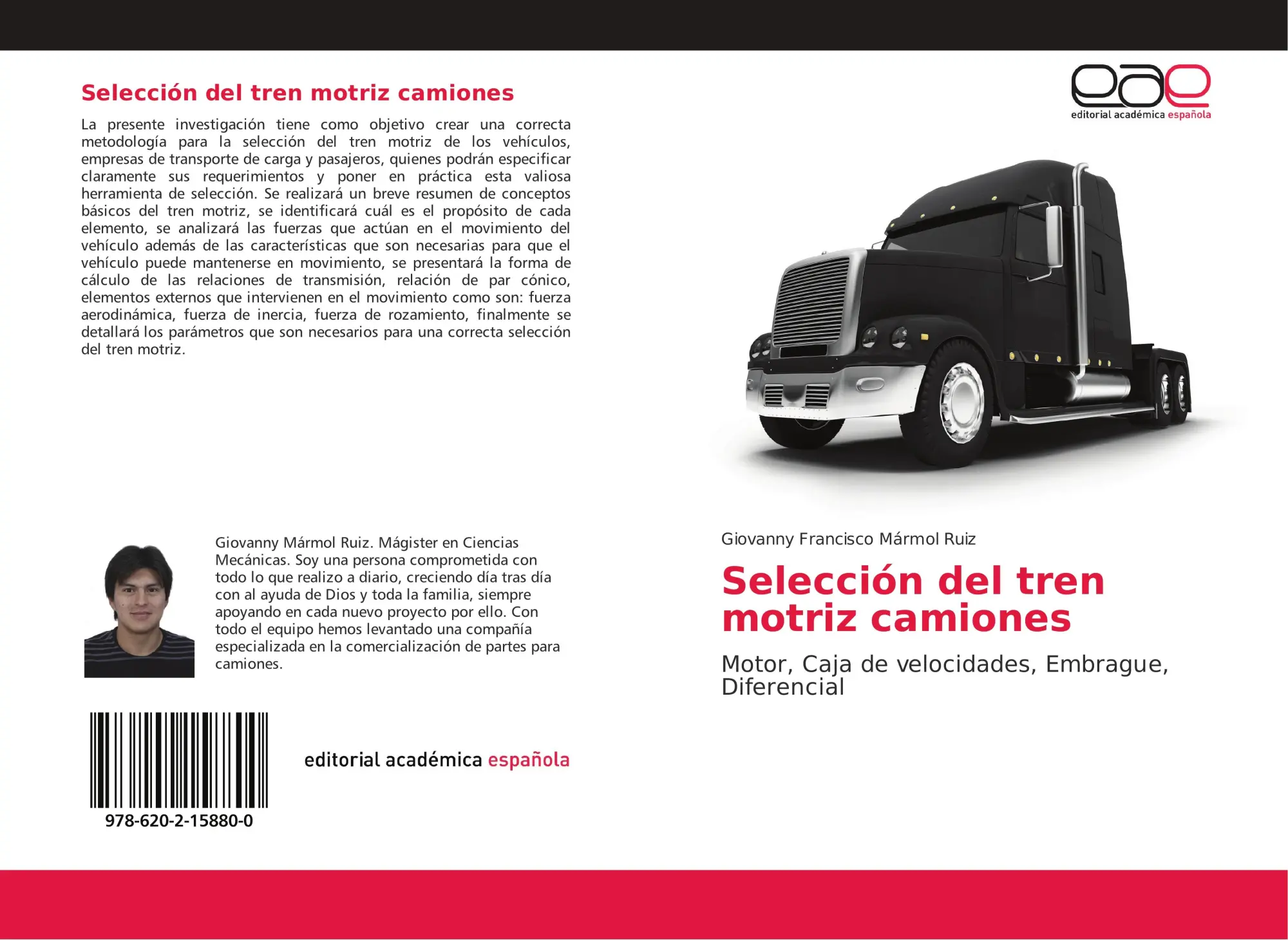 Cover: 9786202158800 | Selección del tren motriz camiones | Giovanny Francisco Mármol Ruiz