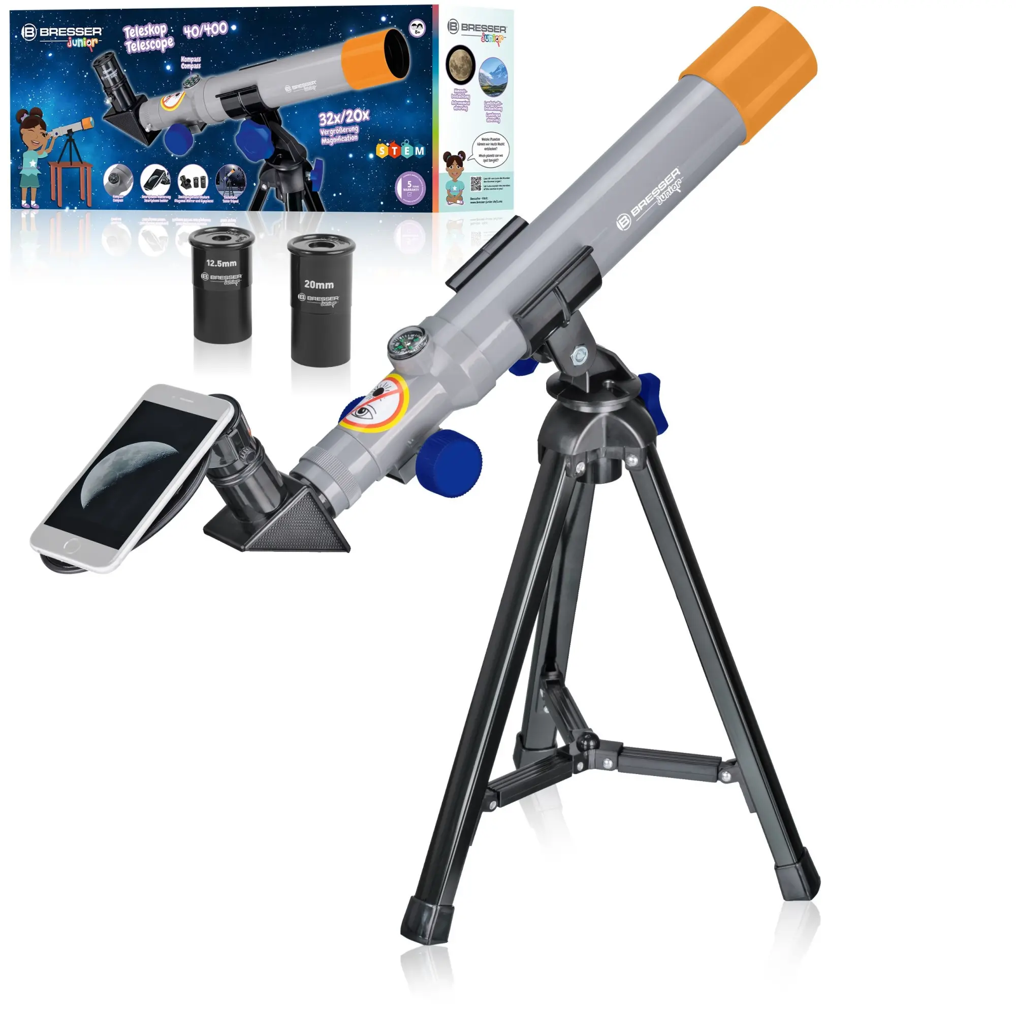 Cover: 4007922058900 | Bresser Junior 8840350 - Teleskop 40/400, Kinder-Teleskop, 32x/20x...