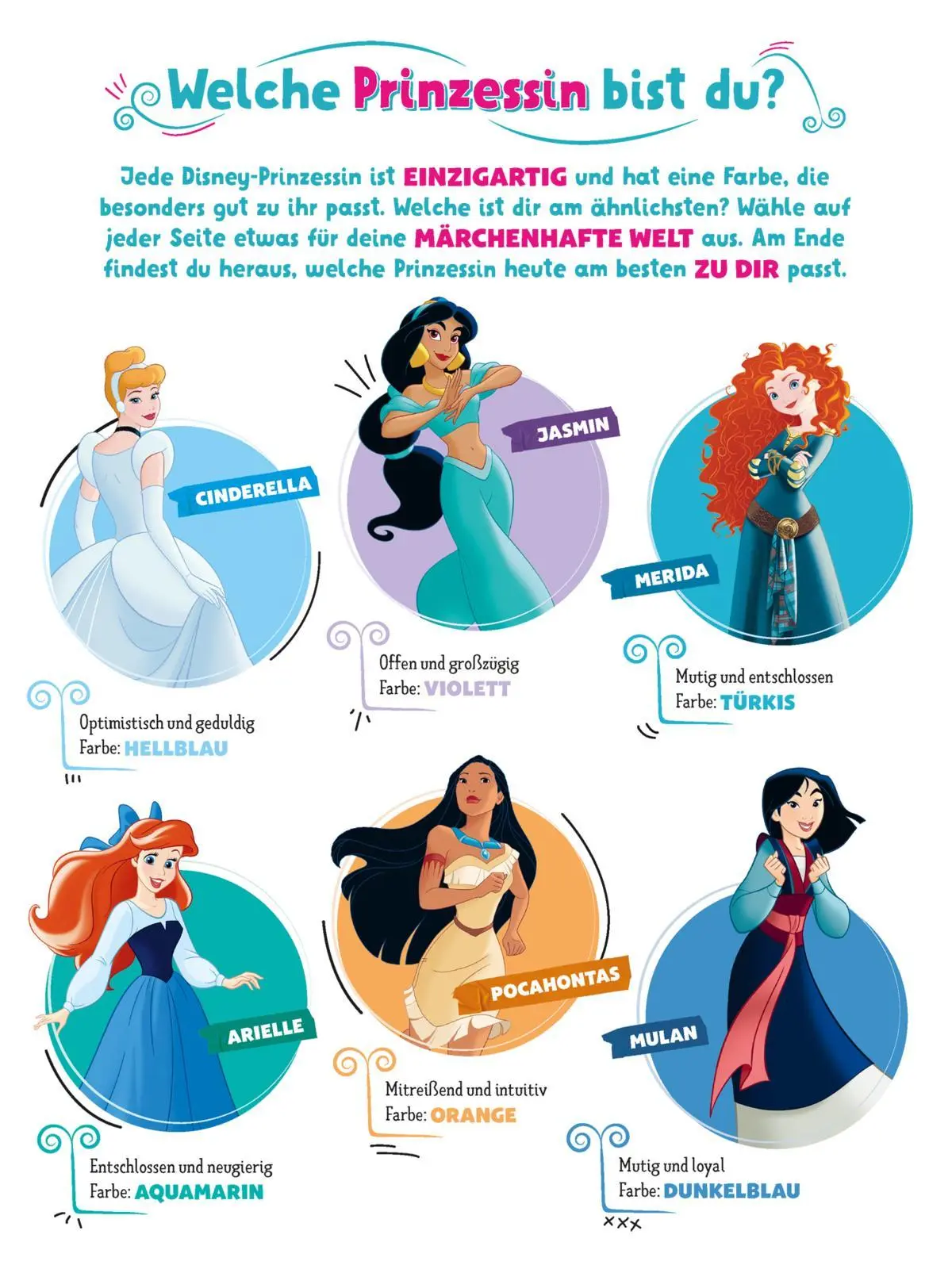 Bild: 9783845128900 | Disney Prinzessin: Welche Prinzessin bist du? | Mit vielen Stickern!