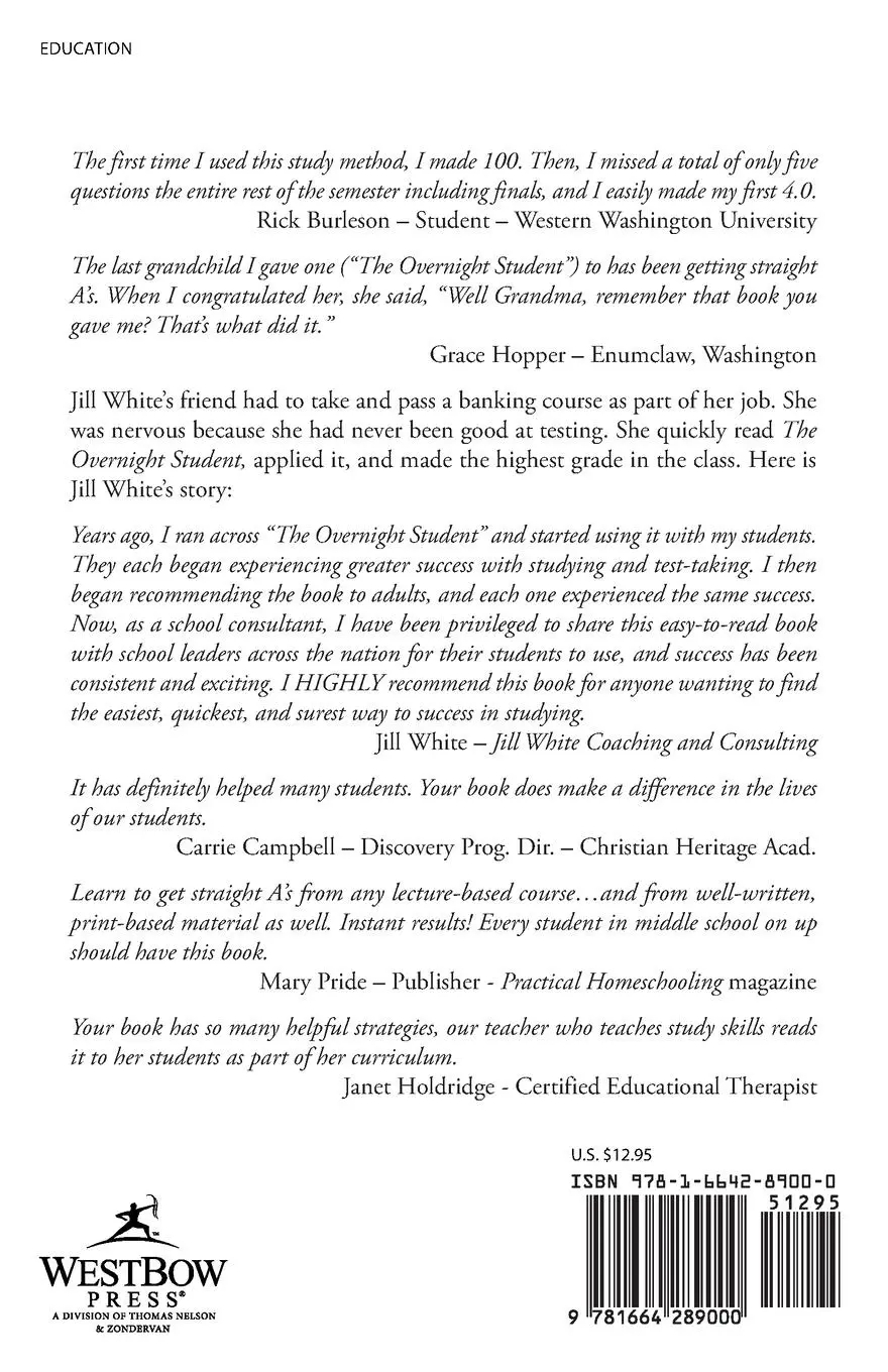 Rückseite: 9781664289000 | The Overnight Student | How I Went from Straight F's to Straight A's
