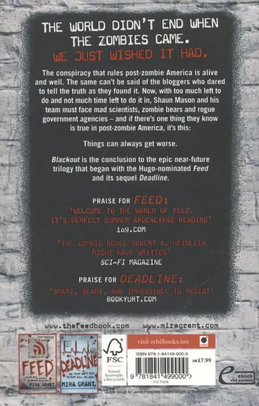 Rückseite: 9781841499000 | Blackout | The Newsflesh Trilogy: Book 3 | Mira Grant | Taschenbuch