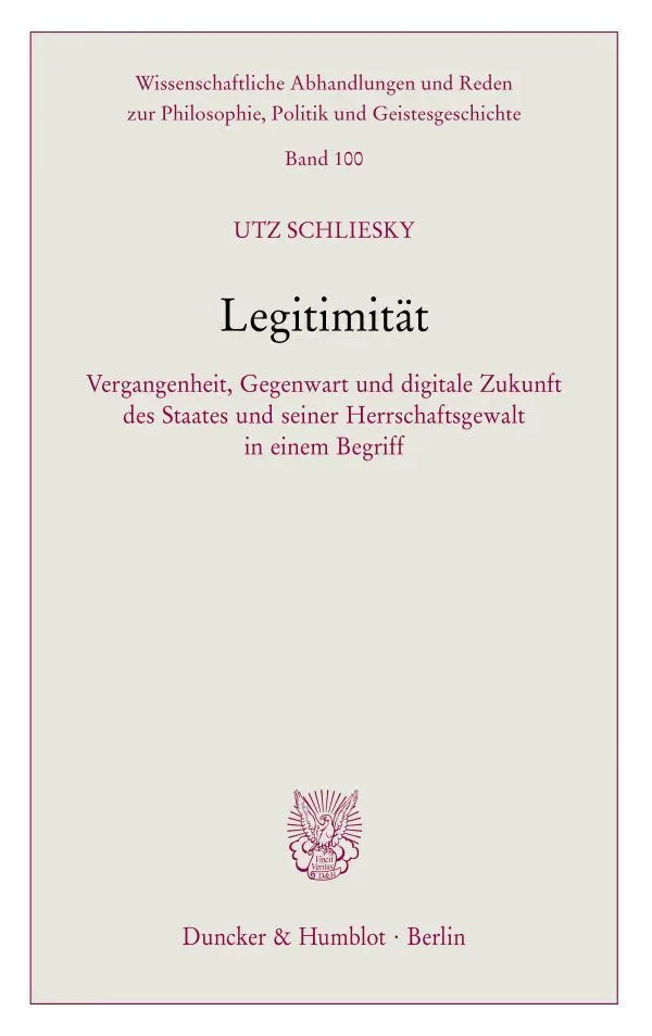 Cover: 9783428159000 | Legitimität. | Utz Schliesky | Taschenbuch | 164 S. | Deutsch | 2020