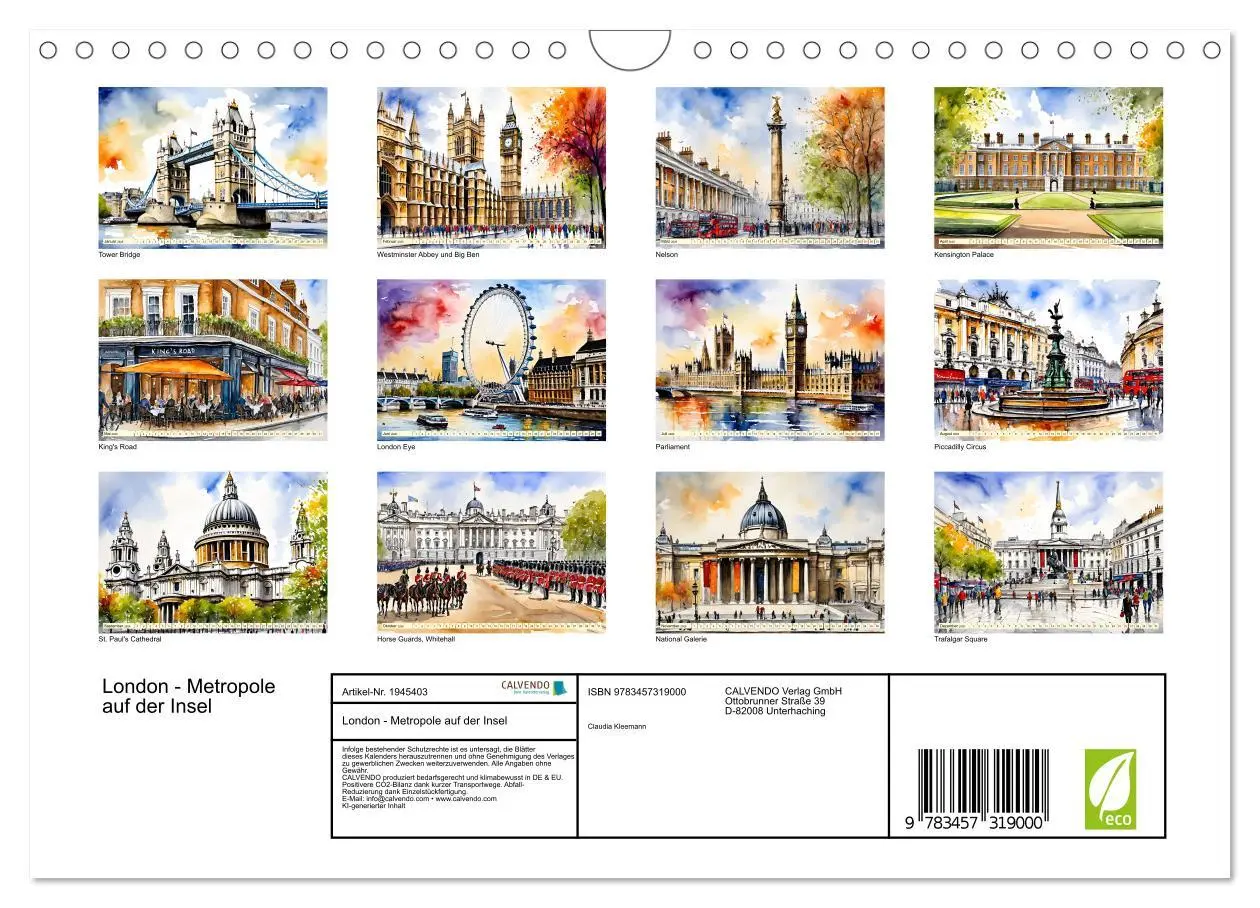 Bild: 9783457319000 | London - Metropole auf der Insel (Wandkalender 2026 DIN A4 quer),...