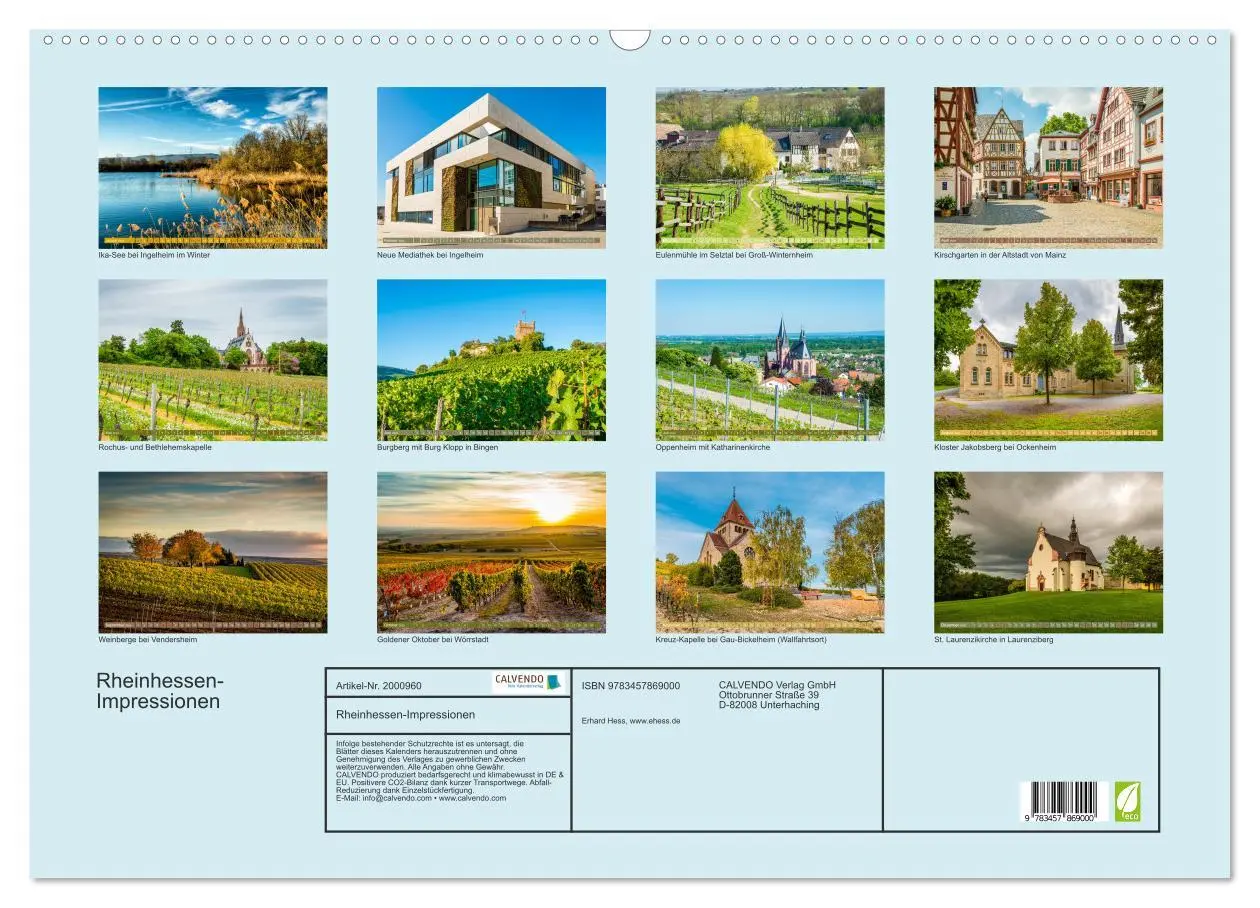 Bild: 9783457869000 | Rheinhessen-Impressionen (Wandkalender 2026 DIN A2 quer), CALVENDO...