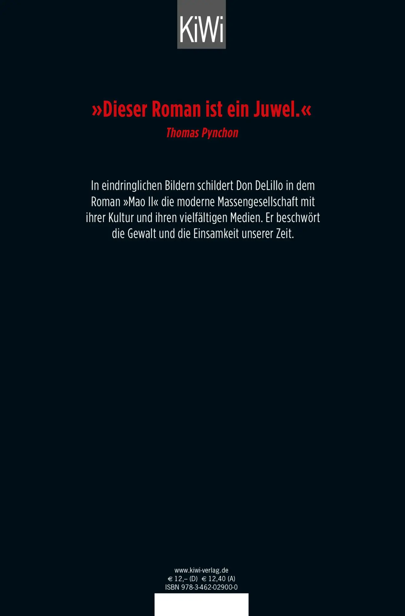 Rückseite: 9783462029000 | Mao II | Roman | Don DeLillo | Taschenbuch | 302 S. | Deutsch | 2000