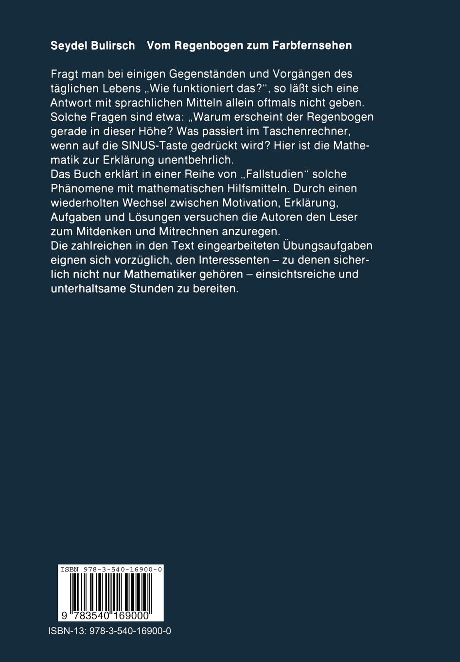 Rückseite: 9783540169000 | Vom Regenbogen zum Farbfernsehen | Roland Bulirsch (u. a.) | Buch