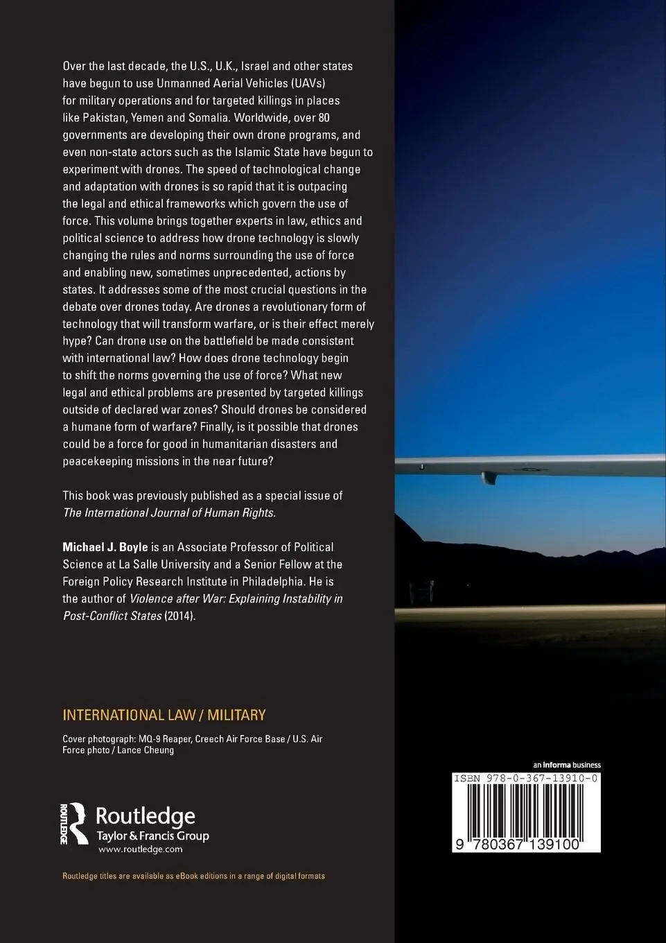 Rückseite: 9780367139100 | Legal and Ethical Implications of Drone Warfare | Michael J. Boyle