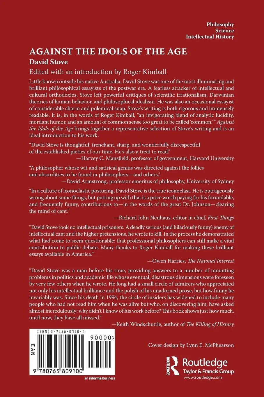 Rückseite: 9780765809100 | Against the Idols of the Age | David Stove | Taschenbuch | Englisch
