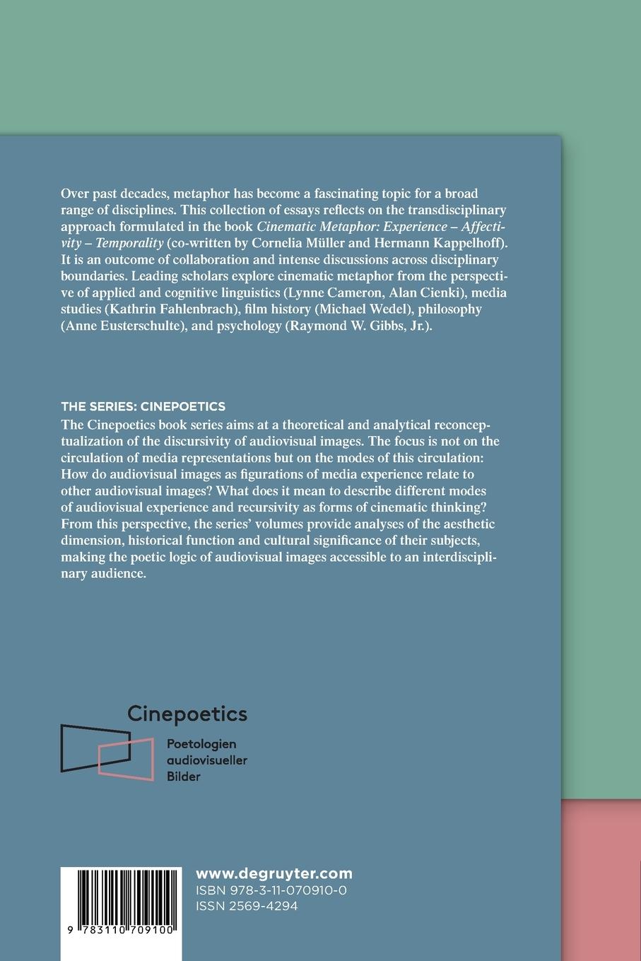 Rückseite: 9783110709100 | Cinematic Metaphor in Perspective | Sarah Greifenstein (u. a.) | Buch