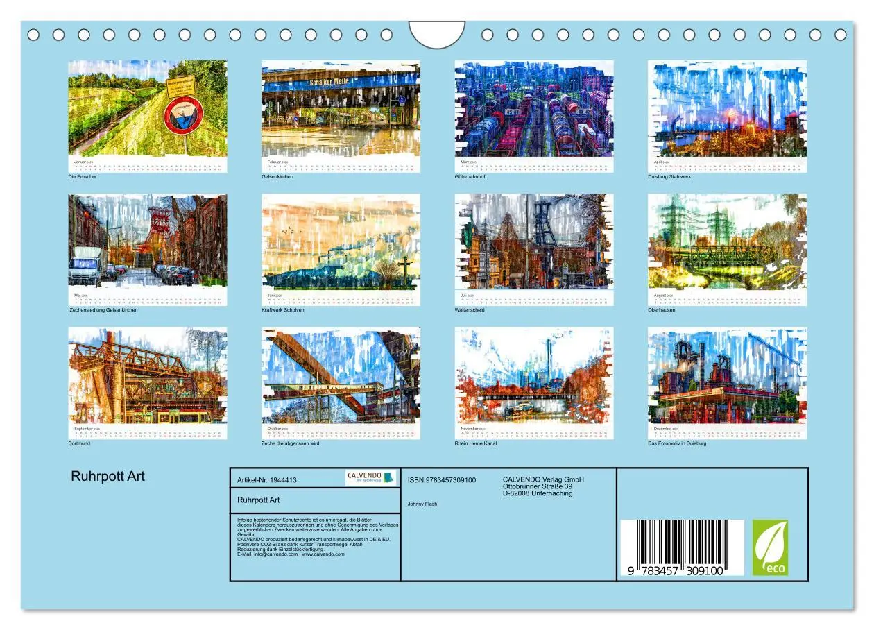 Bild: 9783457309100 | Ruhrpott Art (Wandkalender 2026 DIN A4 quer), CALVENDO Monatskalender