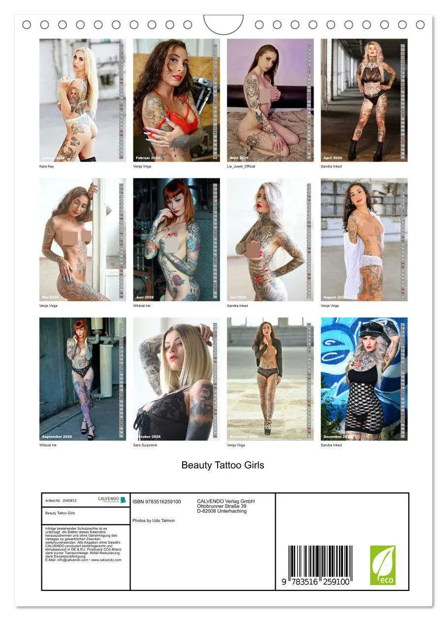 Bild: 9783516259100 | Beauty Tattoo Girls (Wandkalender 2026 DIN A4 hoch), CALVENDO...
