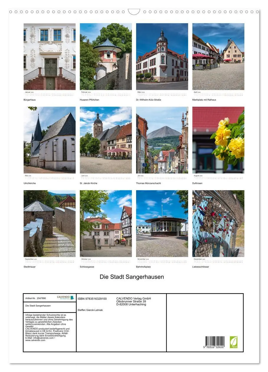 Bild: 9783516329100 | Die Stadt Sangerhausen (Wandkalender 2026 DIN A2 hoch), CALVENDO...