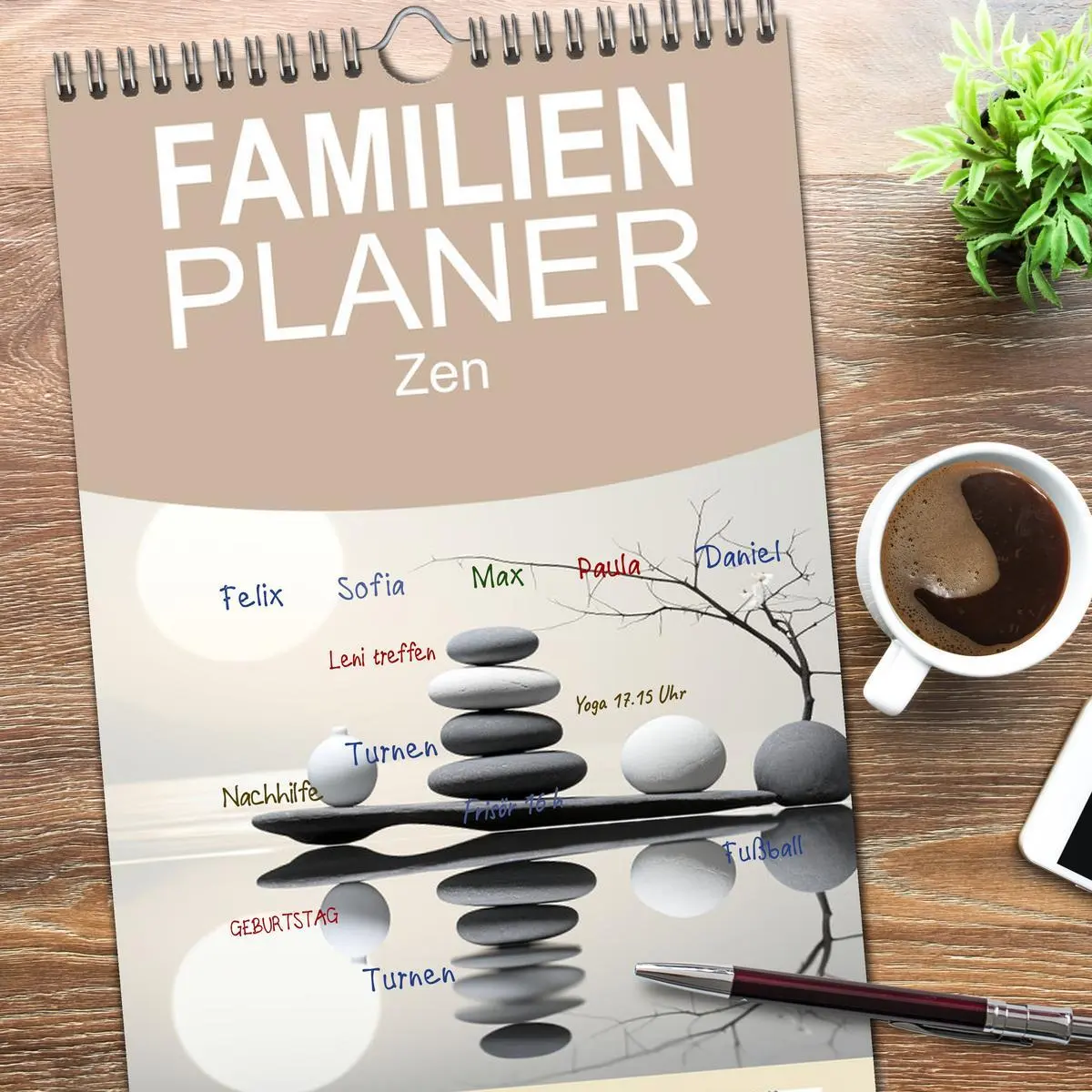 Bild: 9783516499100 | Familienplaner 2026 - Zen mit 5 Spalten (Wandkalender, 21 x 45 cm)...