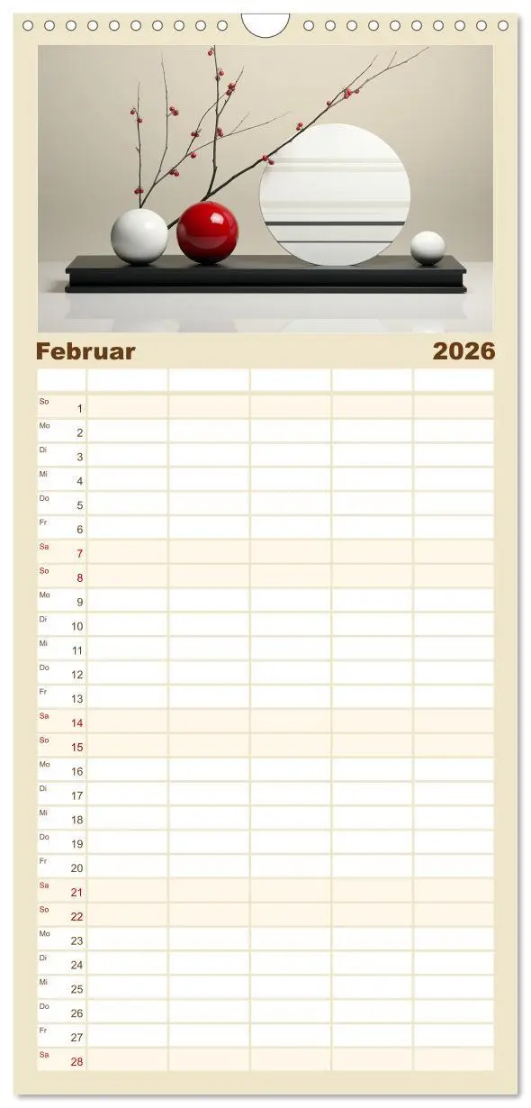 Bild: 9783516499100 | Familienplaner 2026 - Zen mit 5 Spalten (Wandkalender, 21 x 45 cm)...