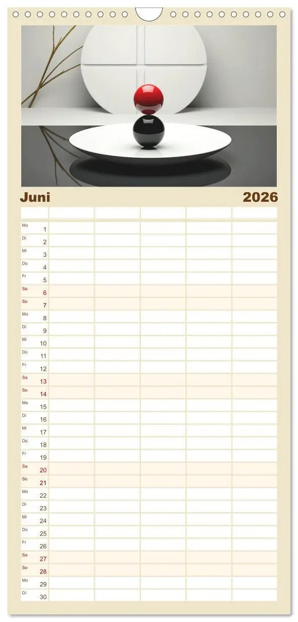 Bild: 9783516499100 | Familienplaner 2026 - Zen mit 5 Spalten (Wandkalender, 21 x 45 cm)...