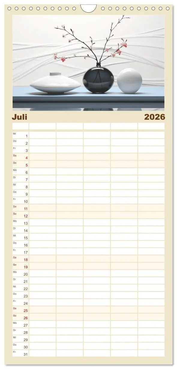 Bild: 9783516499100 | Familienplaner 2026 - Zen mit 5 Spalten (Wandkalender, 21 x 45 cm)...