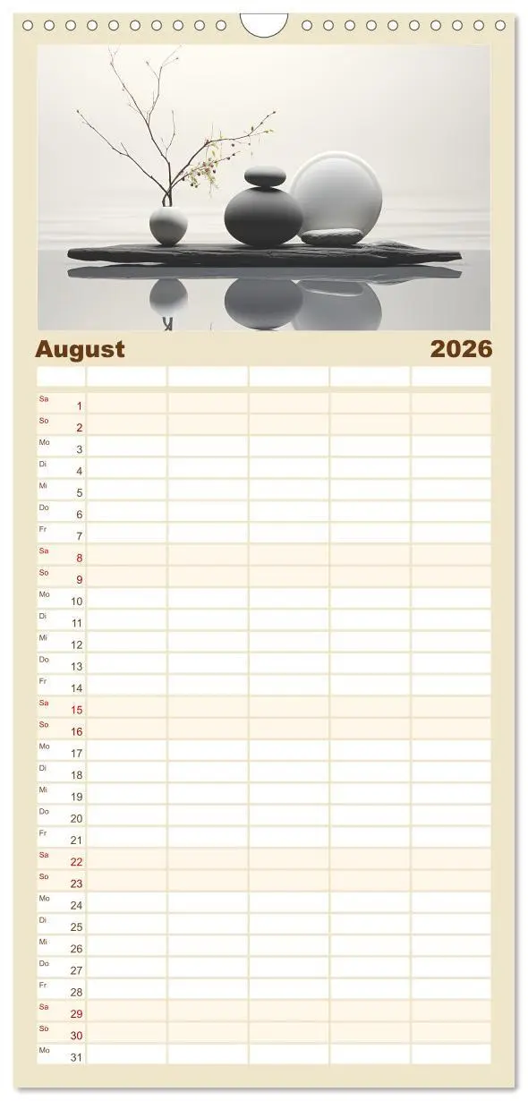 Bild: 9783516499100 | Familienplaner 2026 - Zen mit 5 Spalten (Wandkalender, 21 x 45 cm)...