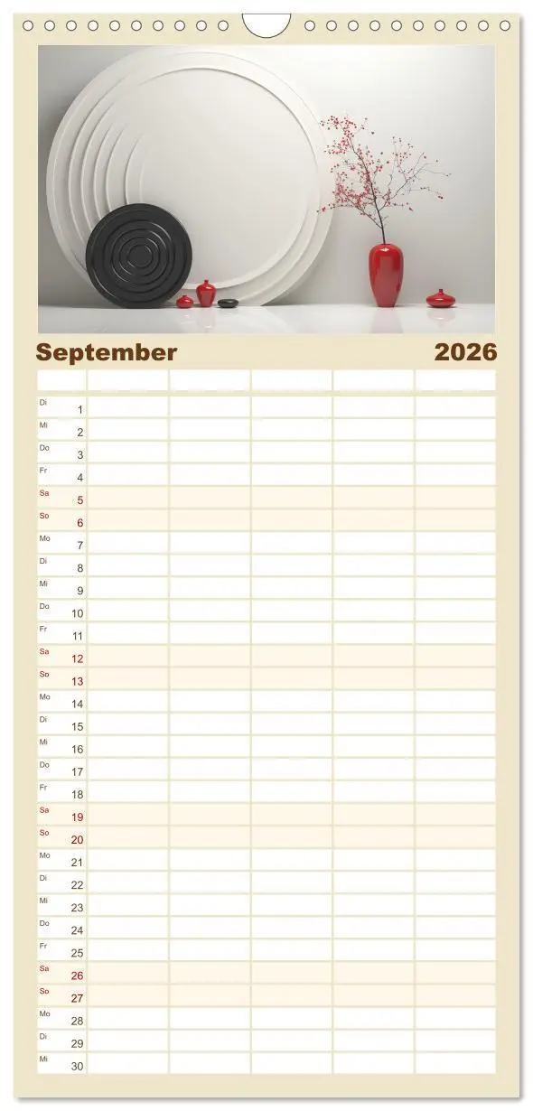Bild: 9783516499100 | Familienplaner 2026 - Zen mit 5 Spalten (Wandkalender, 21 x 45 cm)...