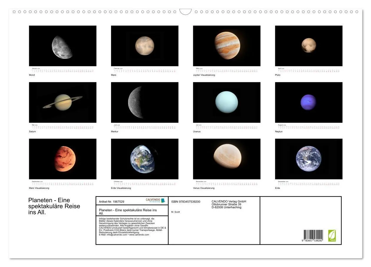 Bild: 9783457539200 | Planeten - Eine spektakuläre Reise ins All. (Wandkalender 2026 DIN...