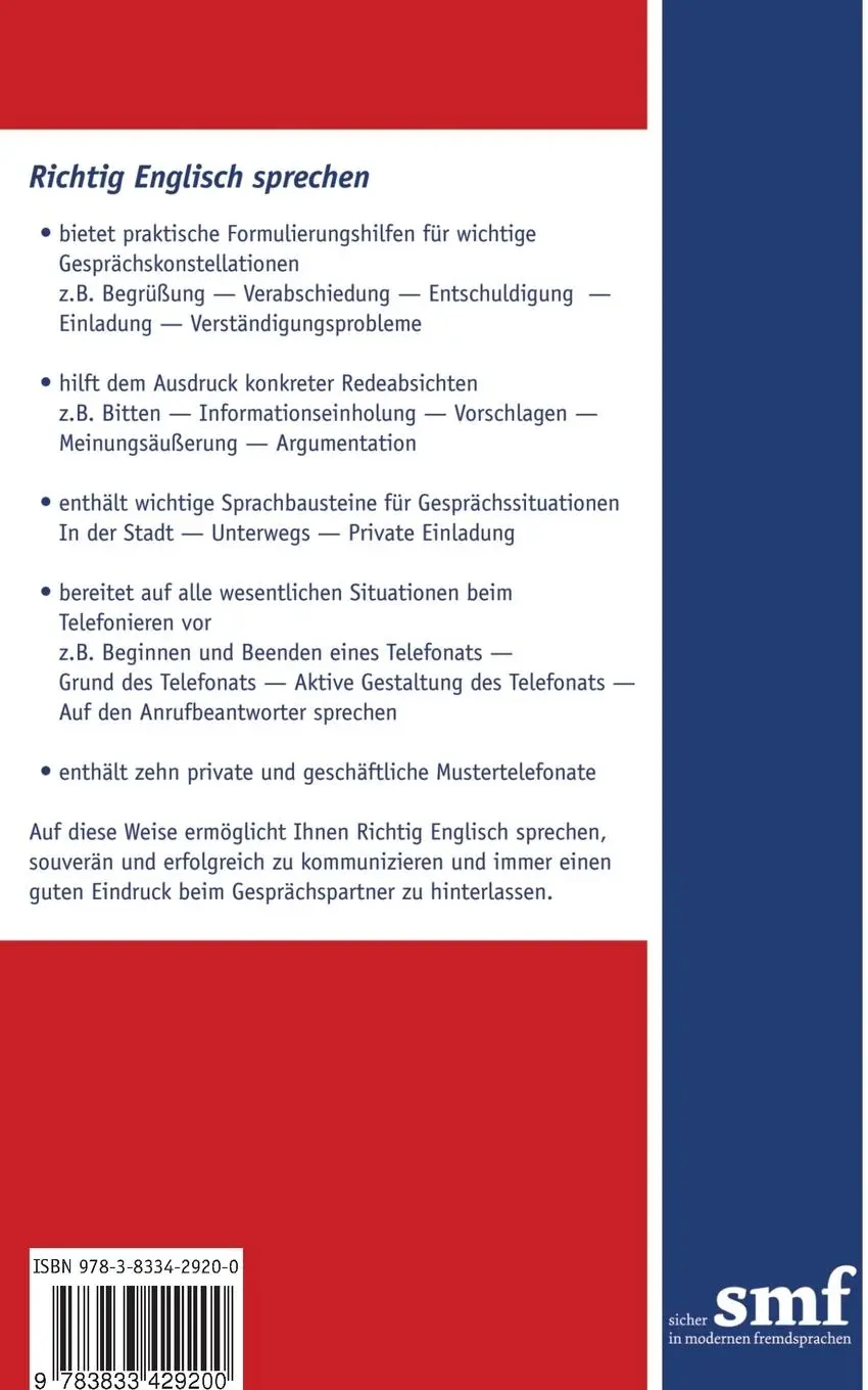 Rückseite: 9783833429200 | Richtig Englisch sprechen | Im persönlichen Gespräch und am Telefon
