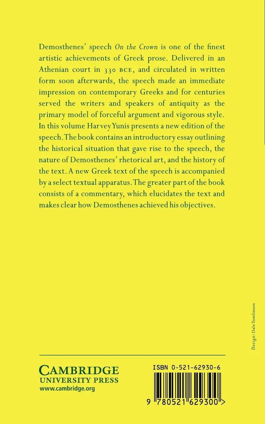 Rückseite: 9780521629300 | Demosthenes | On the Crown | Harvey Yunis (u. a.) | Taschenbuch | 2001