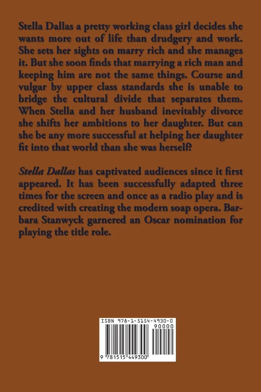 Rückseite: 9781515449300 | Stella Dallas | Olive Higgins Prouty | Taschenbuch | Englisch | 2020