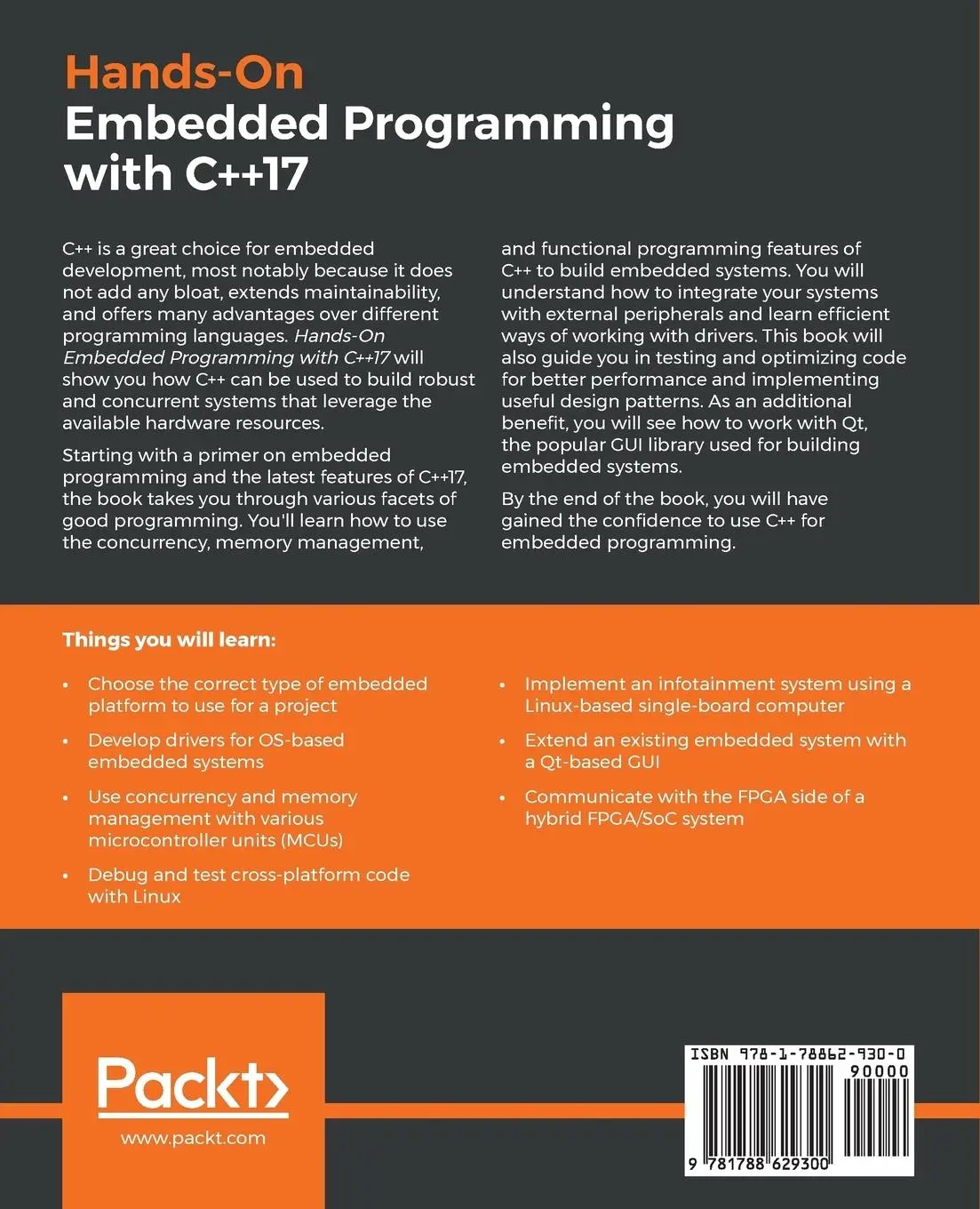 Rückseite: 9781788629300 | Hands-On Embedded Programming with C++17 | Maya Posch | Taschenbuch