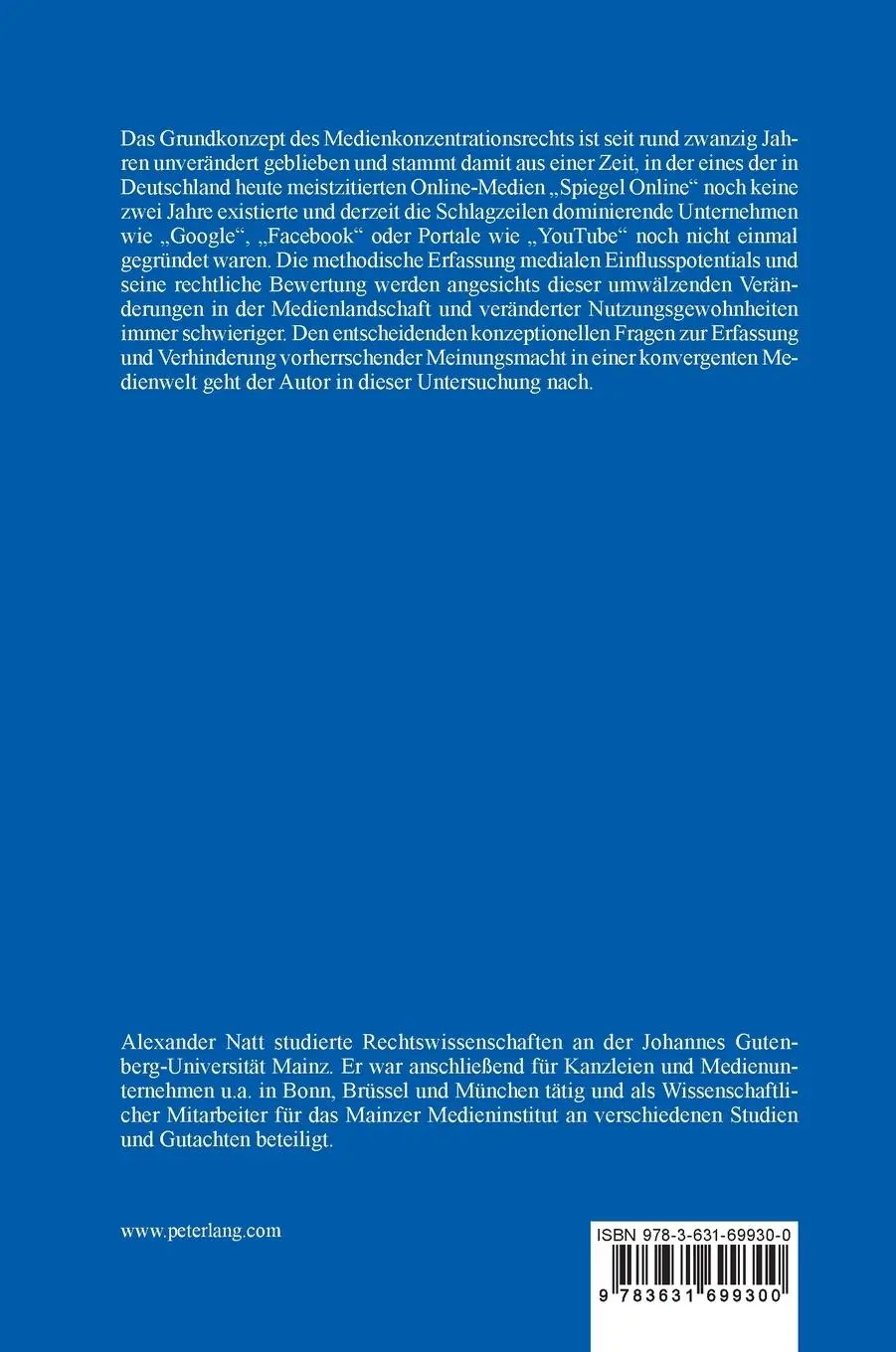 Rückseite: 9783631699300 | Meinungsmacht in einer konvergenten Medienwelt | Alexander Natt | Buch
