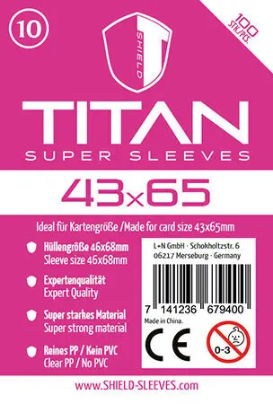 Shield Titan 10 - 100 Super Sleeves für Kartengröße 43 x 65 mm