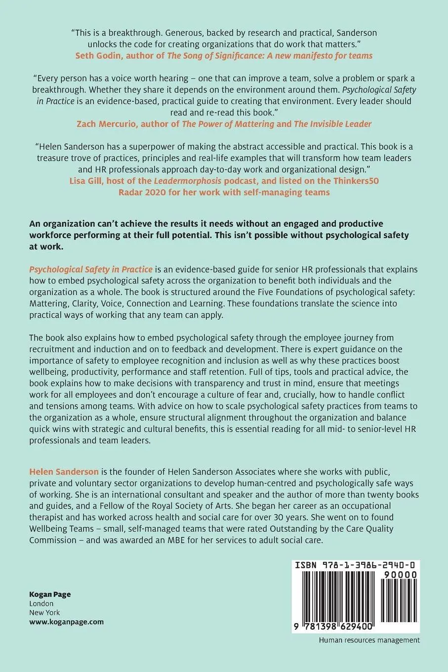 Rückseite: 9781398629400 | Psychological Safety in Practice | Helen Sanderson | Taschenbuch