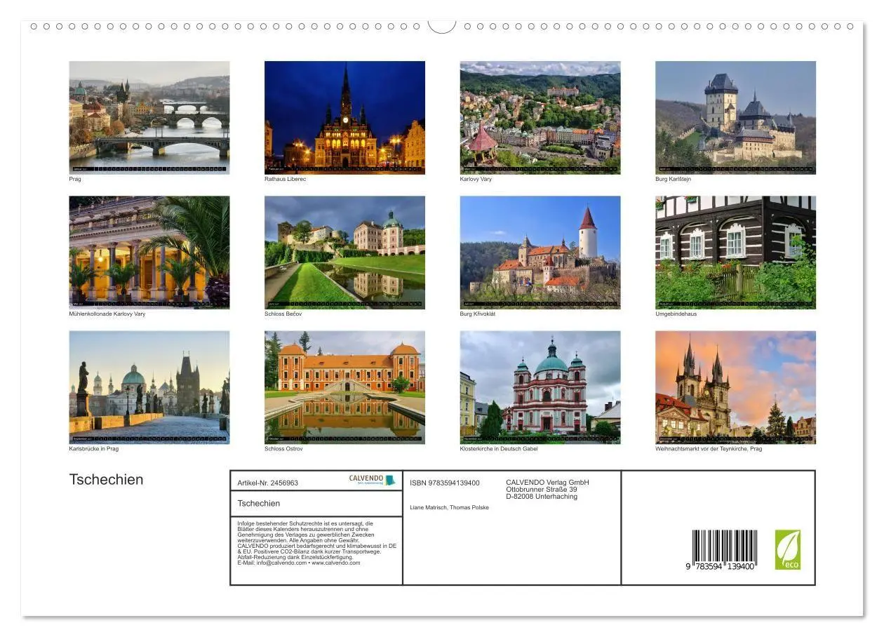 Bild: 9783594139400 | Tschechien (hochwertiger Premium Wandkalender 2027 DIN A2 quer),...