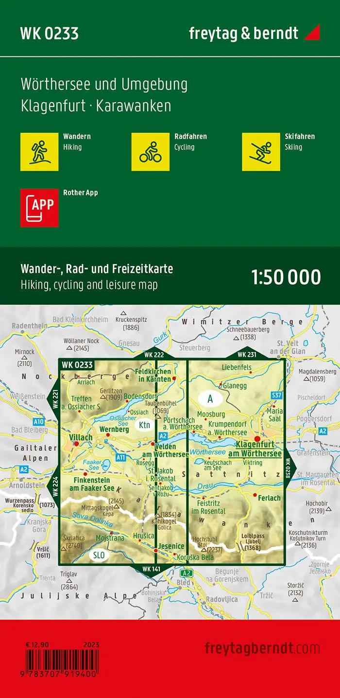 Rückseite: 9783707919400 | freytag &amp; berndt Wanderkarte WK 0233 Wörthersee und Umgebung,...