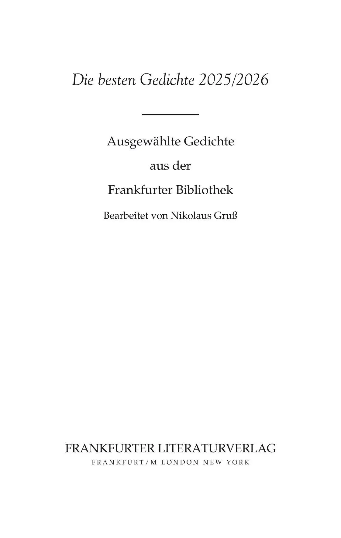 Cover: 9783837229400 | Die besten Gedichte 2025/2026 | Frankfurter Literaturverlag | Buch