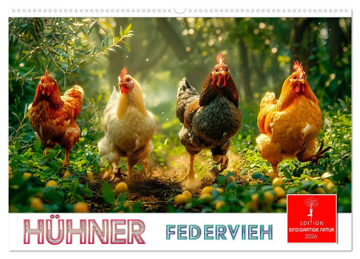 Cover: 9783457369500 | Hühner Federvieh (Wandkalender 2026 DIN A2 quer), CALVENDO...