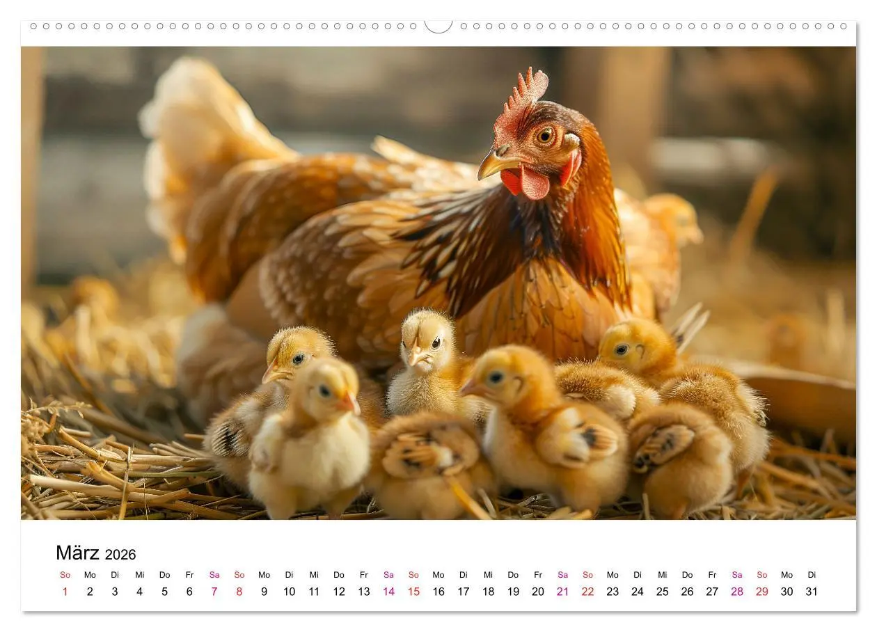 Bild: 9783457369500 | Hühner Federvieh (Wandkalender 2026 DIN A2 quer), CALVENDO...