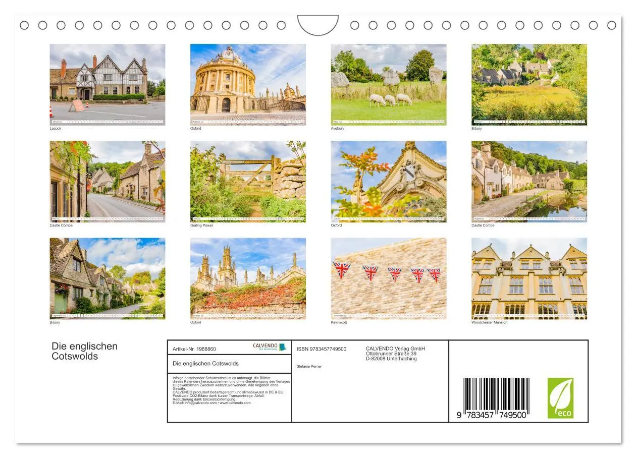 Bild: 9783457749500 | Die englischen Cotswolds (Wandkalender 2026 DIN A4 quer), CALVENDO...