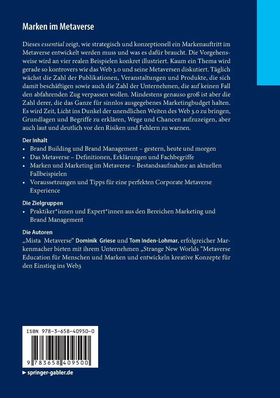 Rückseite: 9783658409500 | Marken im Metaverse | Tom Inden-Lohmar (u. a.) | Taschenbuch | ix