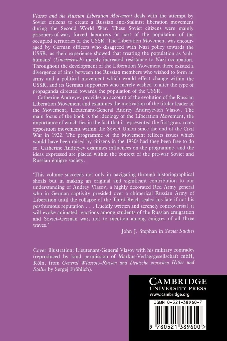 Rückseite: 9780521389600 | Vlasov and the Russian Liberation Movement | Andreyev (u. a.) | Buch