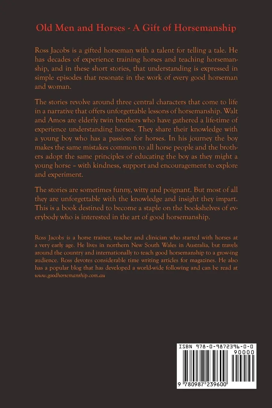 Rückseite: 9780987239600 | Old Men and Horses | Ross Jacobs | Taschenbuch | Englisch | 2012