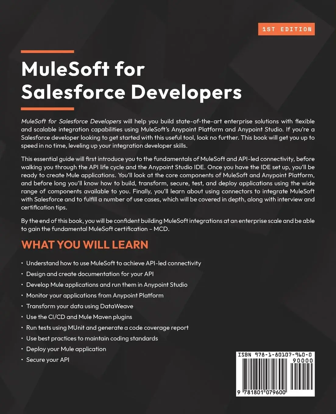 Rückseite: 9781801079600 | MuleSoft for Salesforce Developers | Arul Christhuraj Alphonse (u. a.)