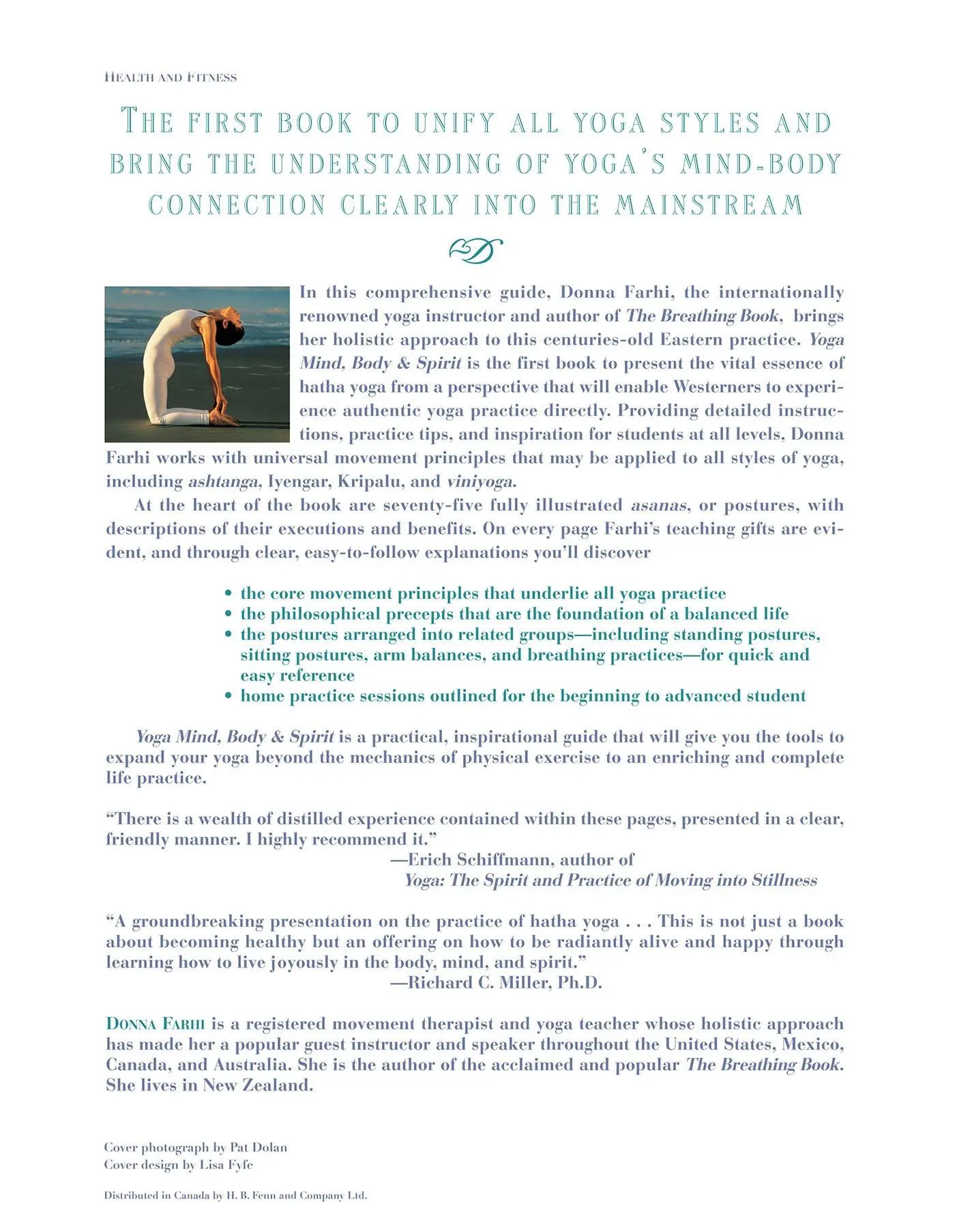 Rückseite: 9780805059700 | Yoga Mind, Body &amp; Spirit | A Return to Wholeness | Donna Farhi | Buch