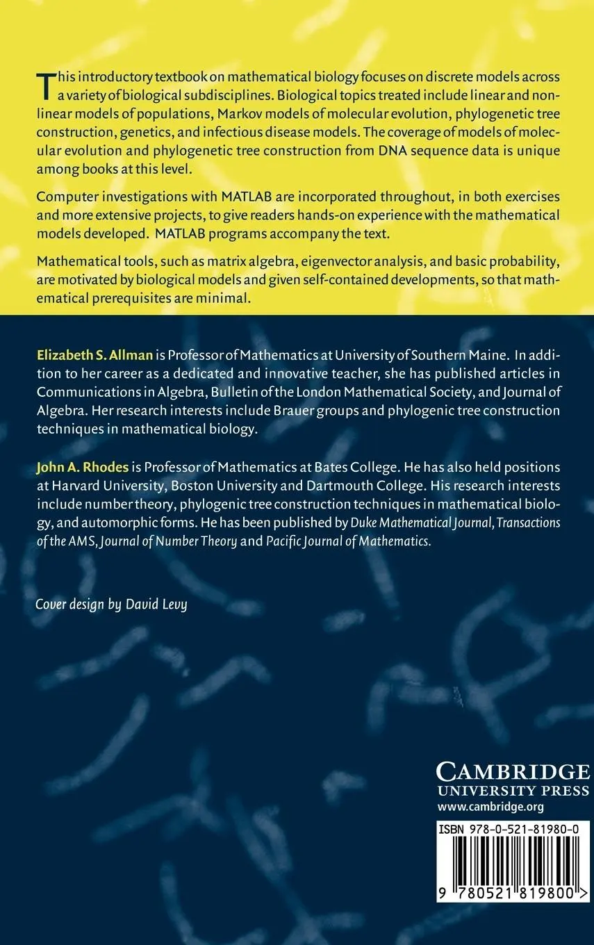 Rückseite: 9780521819800 | Mathematical Models in Biology | An Introduction | Rhodes (u. a.)