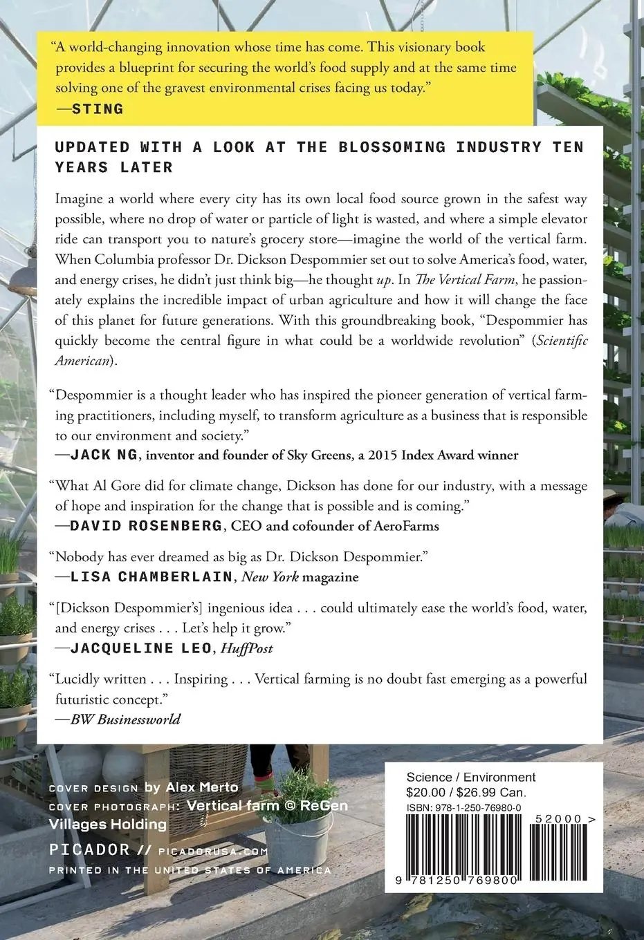 Rückseite: 9781250769800 | Vertical Farm (Tenth Anniversary Edition) | Dickson Despommier | Buch