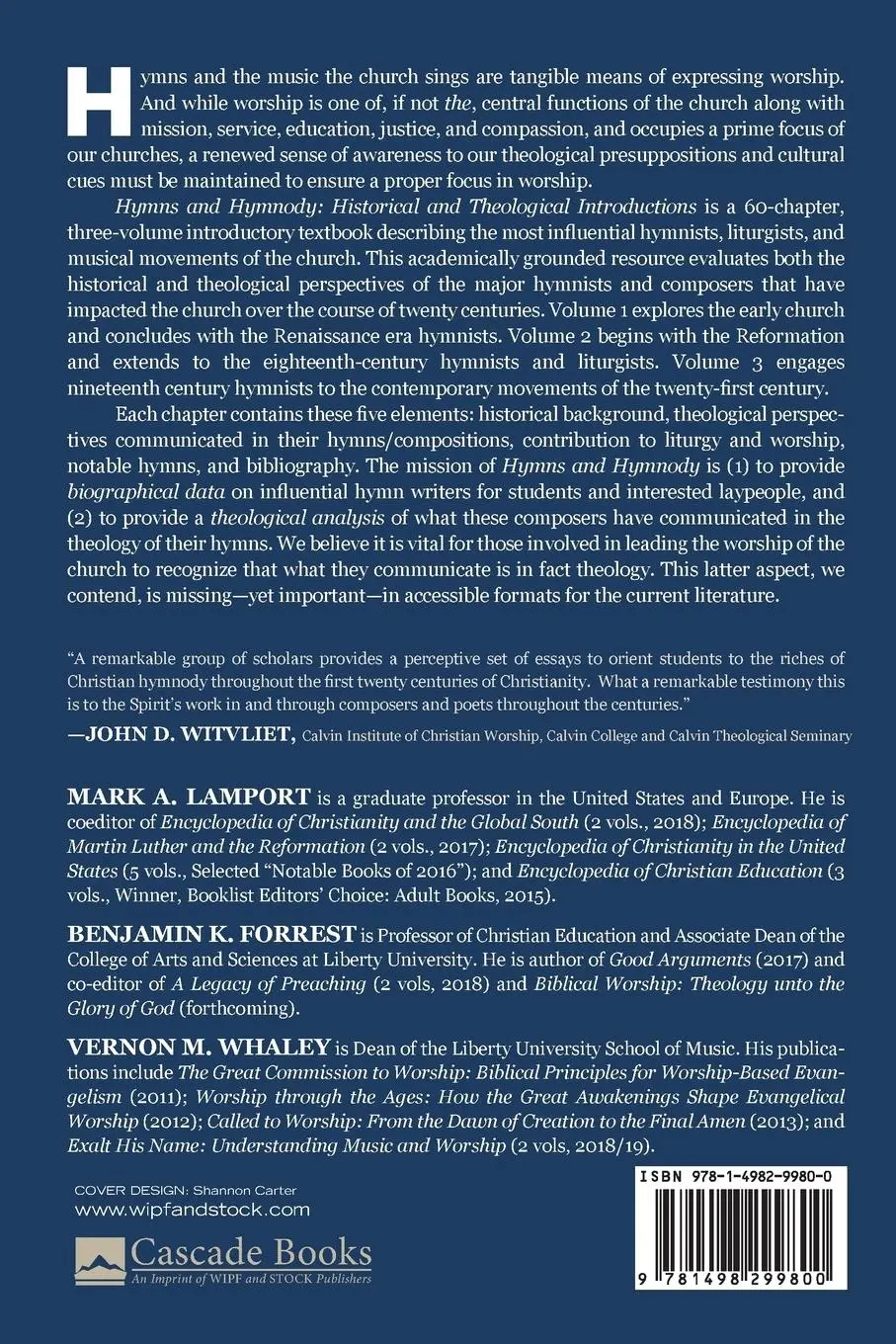 Rückseite: 9781498299800 | Hymns and Hymnody | Historical and Theological Introductions, Volume 1