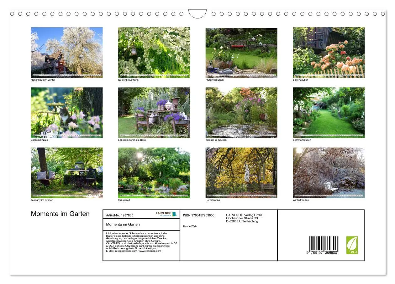 Bild: 9783457269800 | Momente im Garten (Wandkalender 2026 DIN A3 quer), CALVENDO...