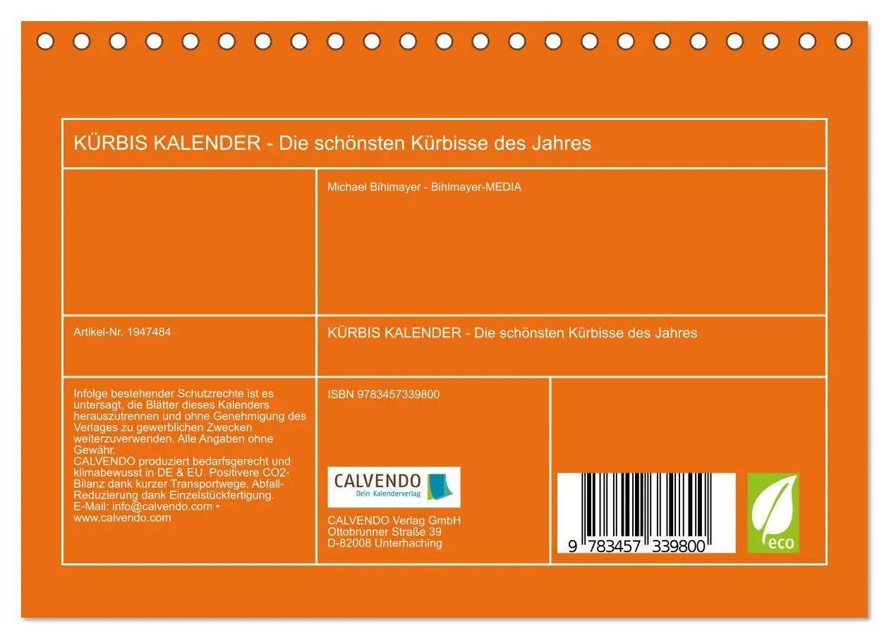 Bild: 9783457339800 | KÜRBIS KALENDER - Die schönsten Kürbisse des Jahres (Tischkalender...