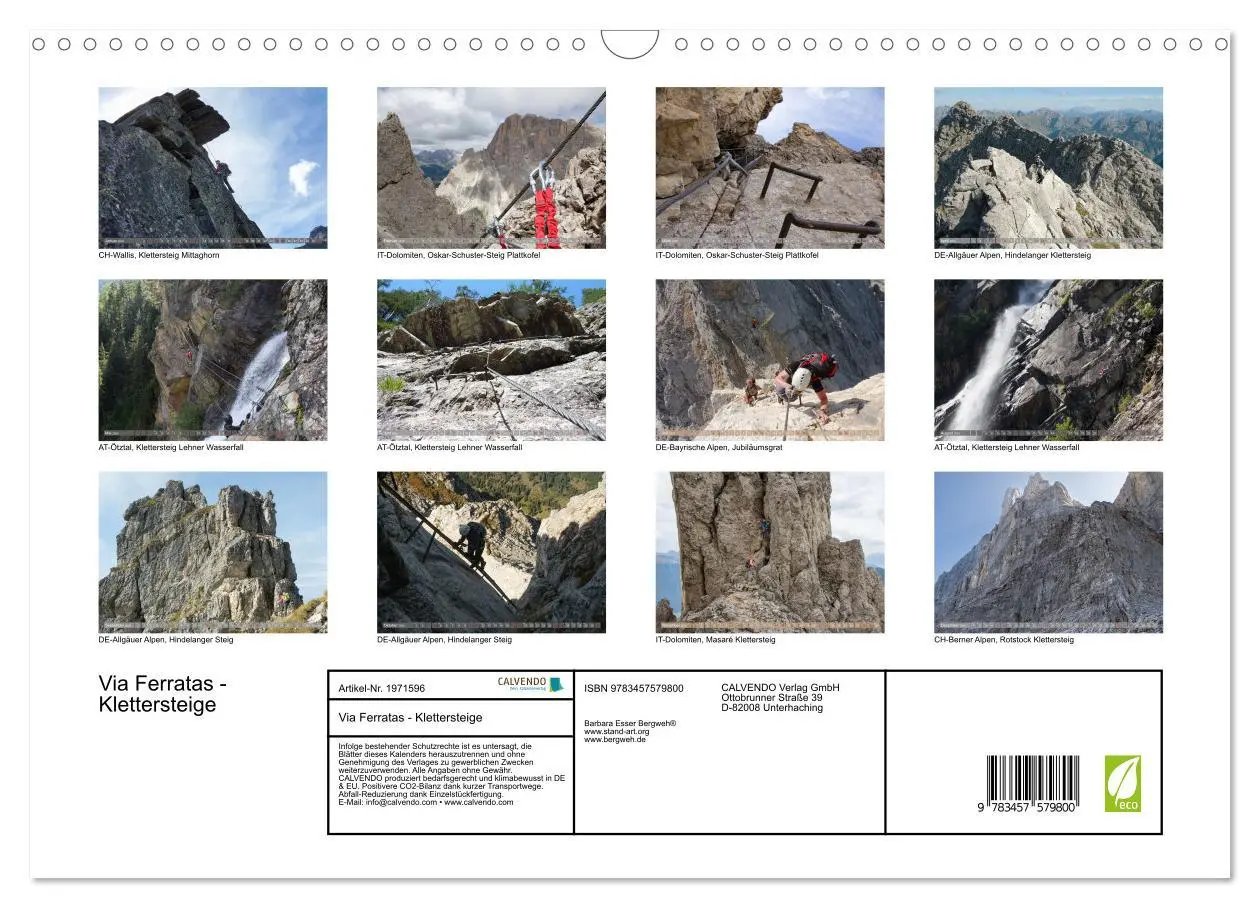 Bild: 9783457579800 | Via Ferratas - Klettersteige (Wandkalender 2026 DIN A3 quer),...
