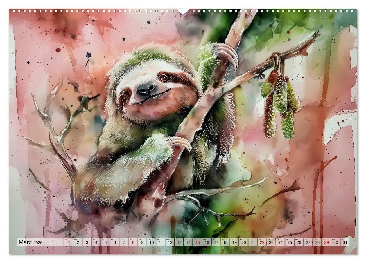 Bild: 9783516739800 | Faultiere, ein Leben in Zeitlupe (Wandkalender 2026 DIN A2 quer),...
