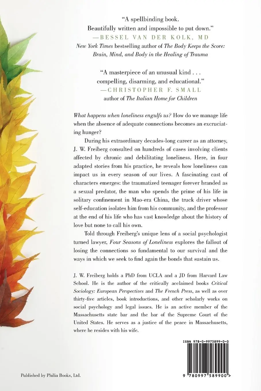 Rückseite: 9780997589900 | Four Seasons of Loneliness | A Lawyer's Case Stories | J. W. Freiberg